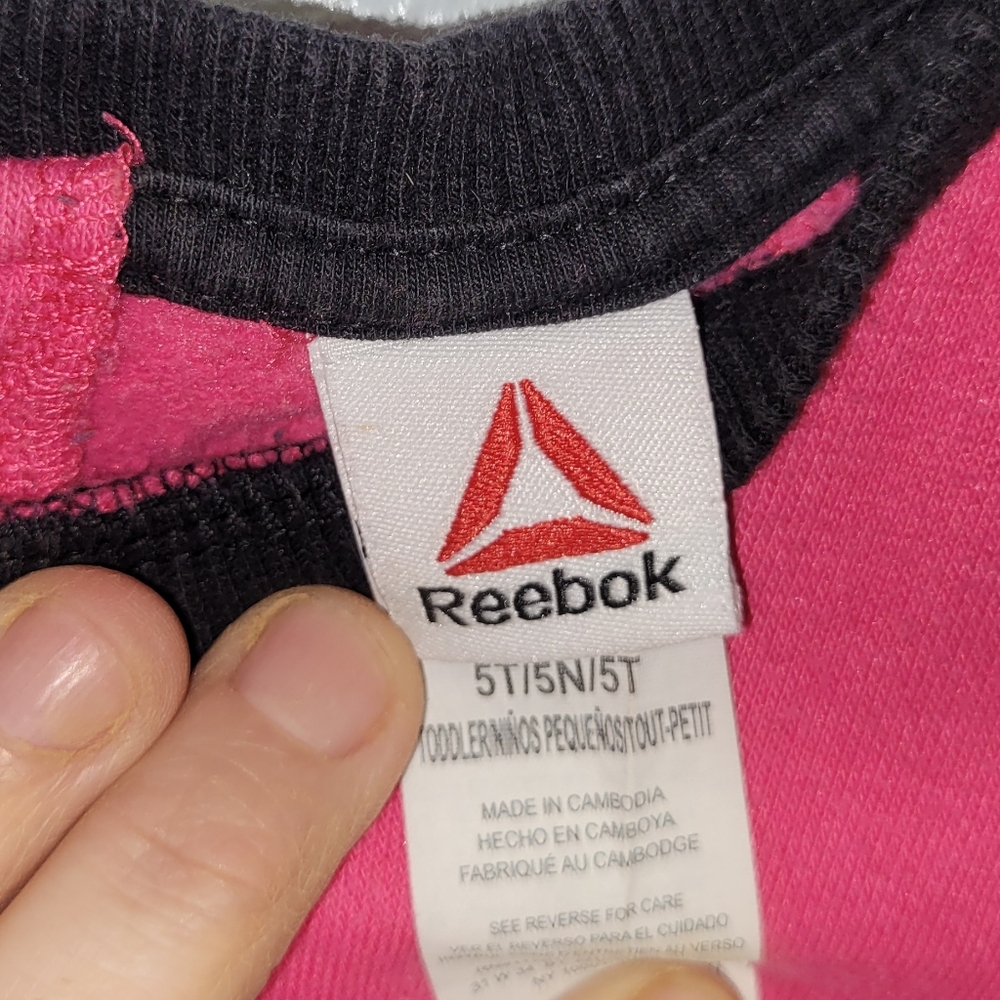 Reebok 5T Girls Pink Black Long Sleeve Shirt - Picture 3 of 5
